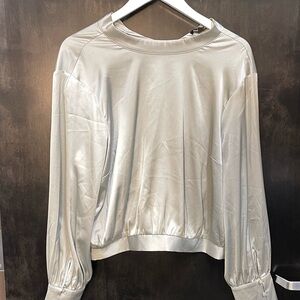 NWT Express Women's soft green Satin top with Open Back